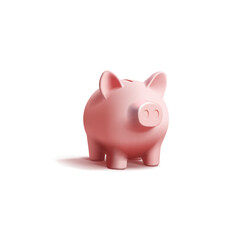 Pink piggy bank 3d render realistic vector illustration, deposit digital icon