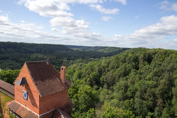 Fototapeta na wymiar Turaida medieval castle in Turaida, built in the 13th century in the Vidzeme region