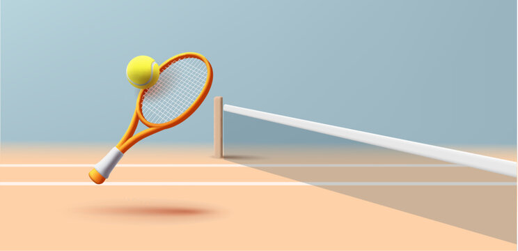 tennis racket and ball on court clip art preview