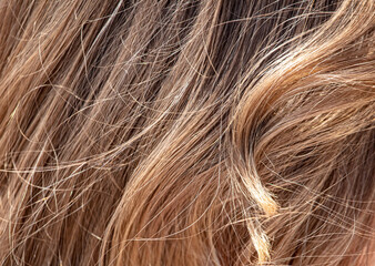 Blond female hair as an abstract background. Texture
