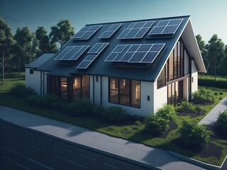 Solar panel on roof the modern luxury house model