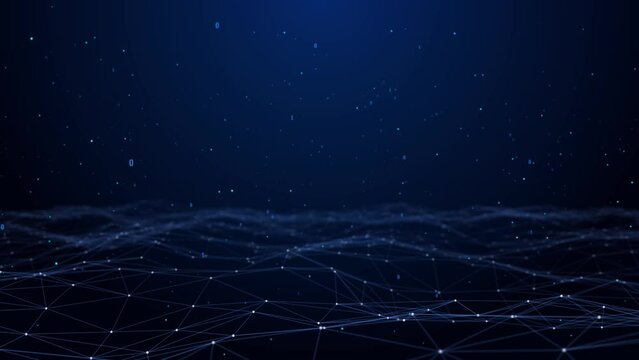 Digital Big data stream futuristic wave infographic, Technology in smart cloud server ai artificial intelligence, Blue particle wave, Data flow process, 5g, big data, iot, Cyberpunk funnel. 4K funnel