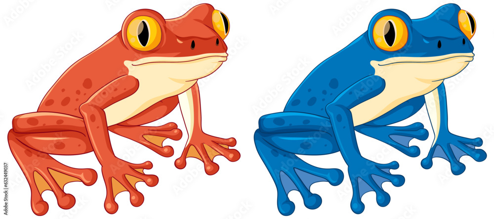 Sticker Cute Frog Cartoon Isolated