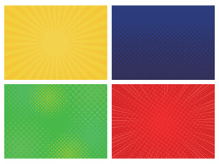 背景素材 バックグラウンドパック 四点セット ポップ ドット 四色 輝き 黄色 青色 赤色 緑色