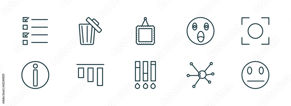 Poster set of 10 linear icons from user interface concept. outline icons such as test quiz, rubbish, image 