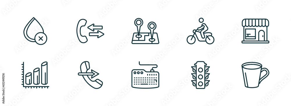 Aufkleber set of 10 linear icons from ultimate glyphicons concept. outline icons such as drop crossed, phone c