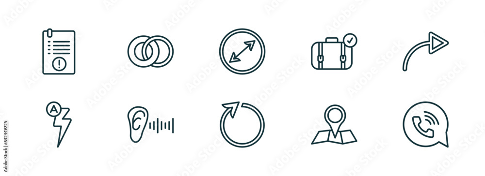 Poster set of 10 linear icons from ultimate glyphicons concept. outline icons such as exclamation file, two