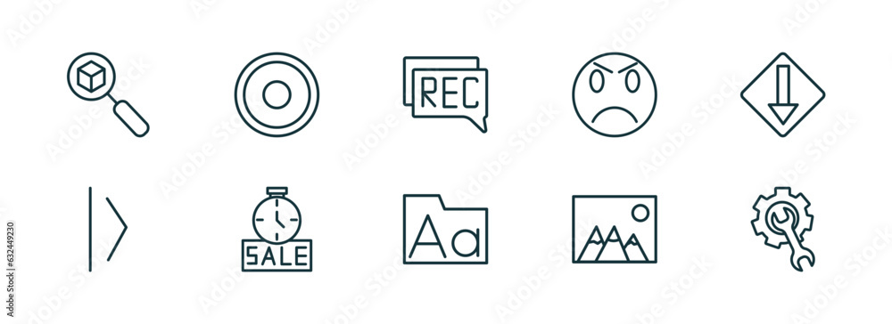 Poster set of 10 linear icons from user interface concept. outline icons such as tracking, radio button, re
