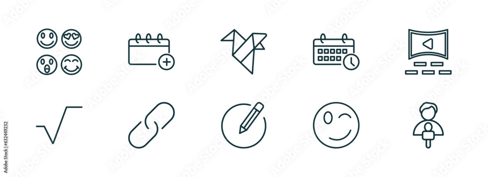 Poster set of 10 linear icons from user interface concept. outline icons such as the of, add event, paper b