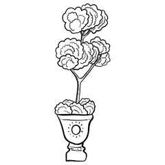 Bonsai simple minimalist line art black and white 