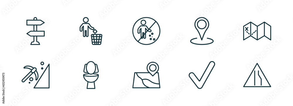Aufkleber set of 10 linear icons from maps and flags concept. outline icons such as vintage, throw to the bin,