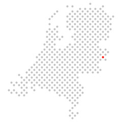 Enschede in den Niederlanden: Karte aus grauen Punkten mit roter Markierung