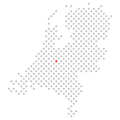 Utrecht in den Niederlanden: Karte aus grauen Punkten mit roter Markierung