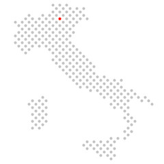 Trient in Italien: Karte aus grauen Punkten mit roter Markierung