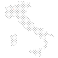 Mailand in Italien: Karte aus grauen Punkten mit roter Markierung