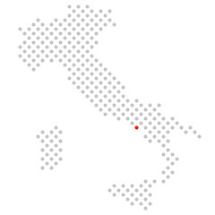 Neapel in Italien: Karte aus grauen Punkten mit roter Markierung