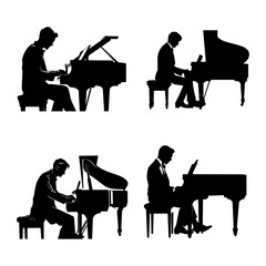 silhoutte of musician playing piano