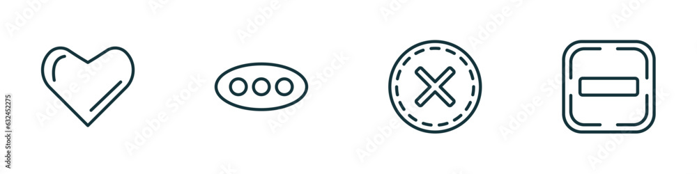 Poster set of 4 linear icons from user interface concept. outline icons included minimal, more, close, subt