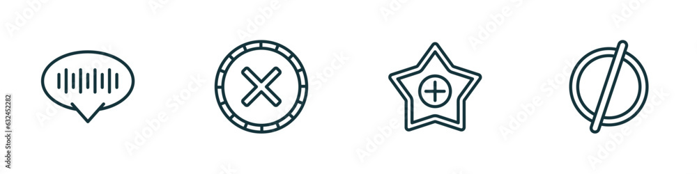 Poster set of 4 linear icons from user interface concept. outline icons included voice message, wrong, favo