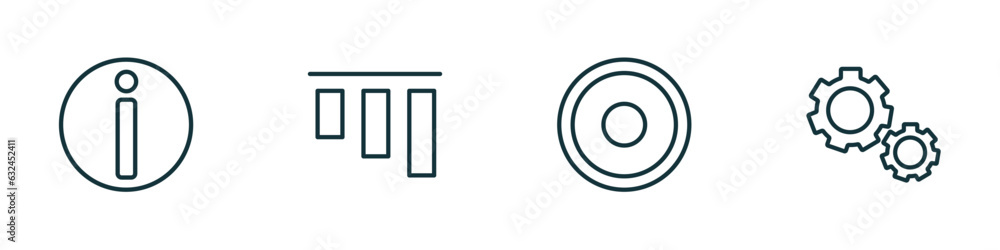 Poster set of 4 linear icons from user interface concept. outline icons included information, top alignment