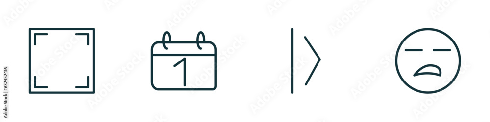 Poster set of 4 linear icons from user interface concept. outline icons included screen in white, first dat