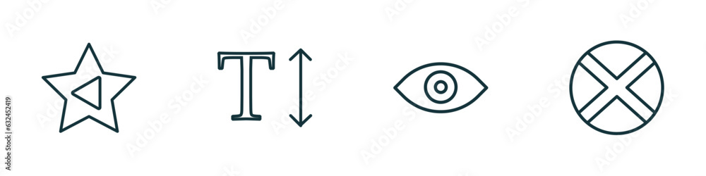 Poster set of 4 linear icons from user interface concept. outline icons included cinema star, text height, 