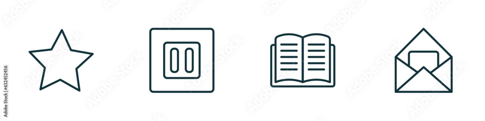 Poster set of 4 linear icons from user interface concept. outline icons included rounded point star, square
