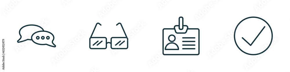 Poster set of 4 linear icons from user interface concept. outline icons included two chat bubbles, square g