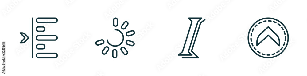 Poster set of 4 linear icons from user interface concept. outline icons included left side alignment, loadi