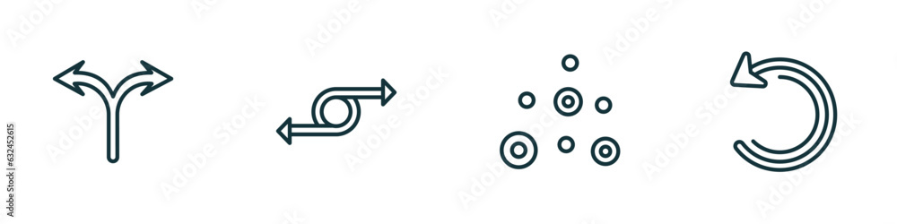 Poster set of 4 linear icons from user interface concept. outline icons included bifurcation, move content,