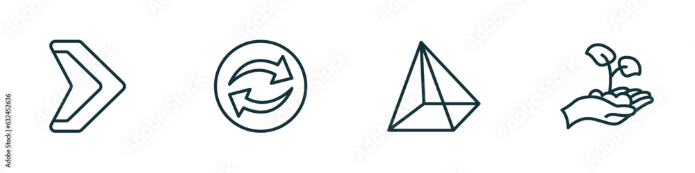 Poster set of 4 linear icons from user interface concept. outline icons included arrowheads, continuous, tr