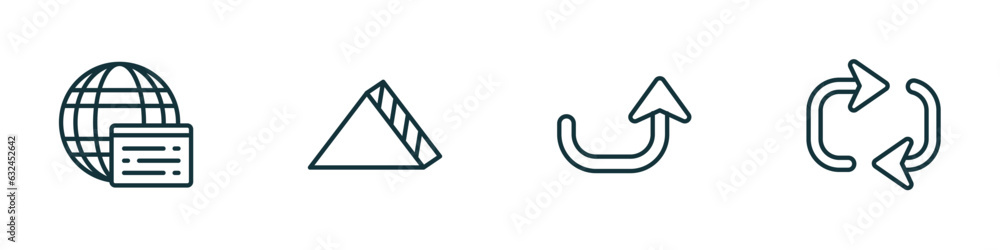 Aufkleber set of 4 linear icons from user interface concept. outline icons included window interface, triangul