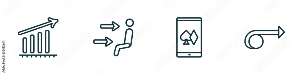 Aufkleber set of 4 linear icons from user interface concept. outline icons included increase success, air outl