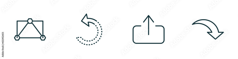 Poster set of 4 linear icons from user interface concept. outline icons included data interconnected, refre