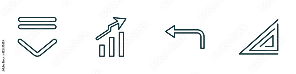 Poster set of 4 linear icons from user interface concept. outline icons included drop down, arrow heading u