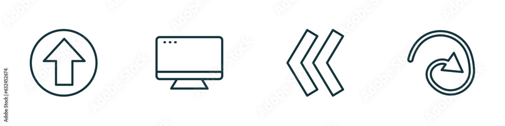 Poster set of 4 linear icons from user interface concept. outline icons included up arrow fold button, disp