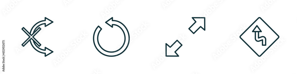 Poster set of 4 linear icons from user interface concept. outline icons included no tittling, restart, scal
