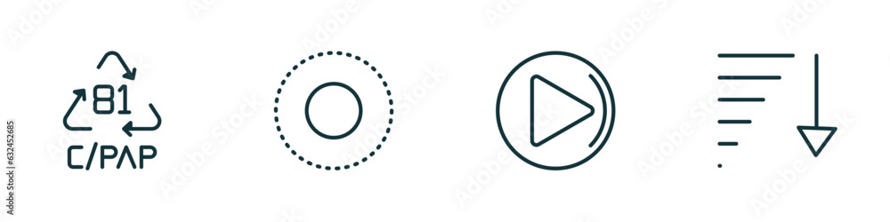 Poster set of 4 linear icons from user interface concept. outline icons included c/pap 81, selectioned circ