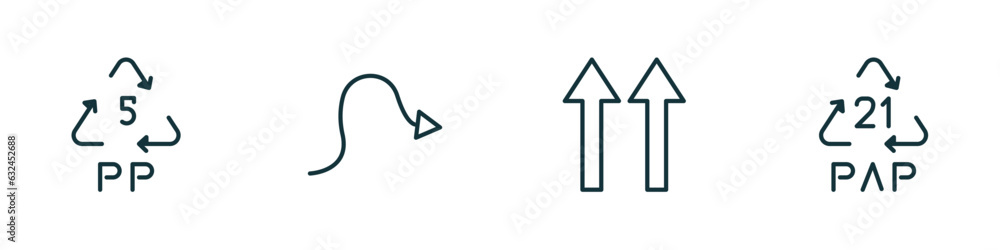 Poster set of 4 linear icons from user interface concept. outline icons included 5 pp, sketched arrow, up s