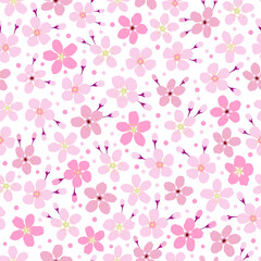 pink cherry blossom seamless pattern. ditsy floral Print. sakura flower pattern. good for fabric, fashion design, kimono, summer spring dress, vintage clothing, wallpaper, background, textile.