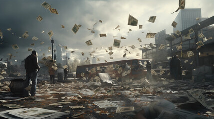 Social Equality through Basic Income. Visual representation of promoting social equality by implementing universal basic income. Generative ai