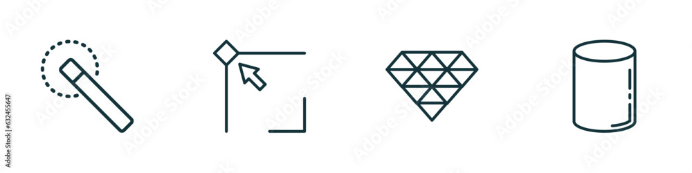 Poster set of 4 linear icons from geometric figure concept. outline icons included quick selection, edit co