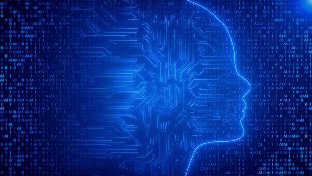 Digital AI Artificial intelligence Futuristic brain animation. human interface concept. Robotic system. programming. Future Technology Visualization, Big Data Transmission Automation. deep learning