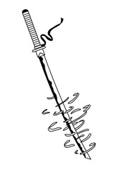 Naklejka premium Katana sword Anime knife samurai Ronin Sword Japanese style tattoo flat vector icon design, Anime blade Sword design