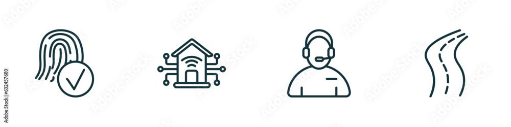 Aufkleber set of 4 linear icons from artificial intellegence concept. outline icons included biometrics, smart