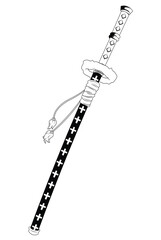 Katana sword Anime knife samurai Ronin Sword Japanese style tattoo flat vector icon design, Anime blade Sword design