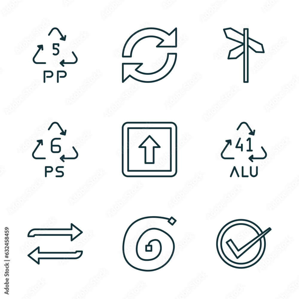 Poster set of 9 linear icons from user interface concept. outline icons such as 5 pp, reload webpage, cross