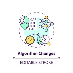 Fototapeta premium Editable algorithm changes icon concept, isolated vector, AI for SEO thin line illustration.