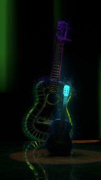 Two colorful guitar for mobile wallpaper 3d rendering.