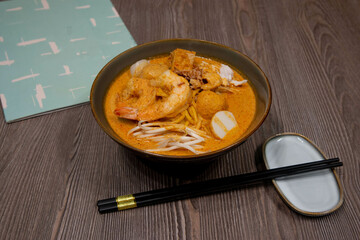 Asian Food in display for the photo shoot in Tokyo, Japan. Nowadays in 2023, people rely on the food delivery service due to the COVID-19